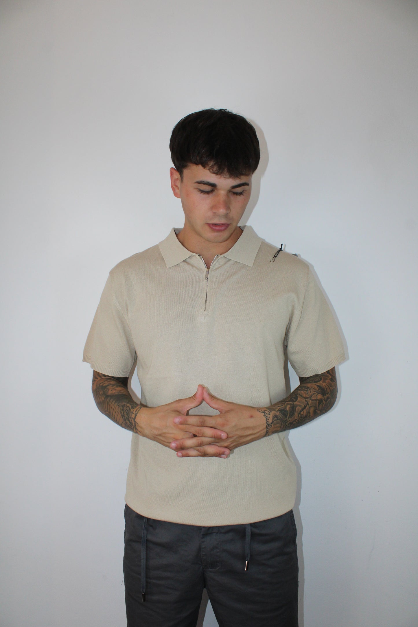 Polo a maniche corte con zip