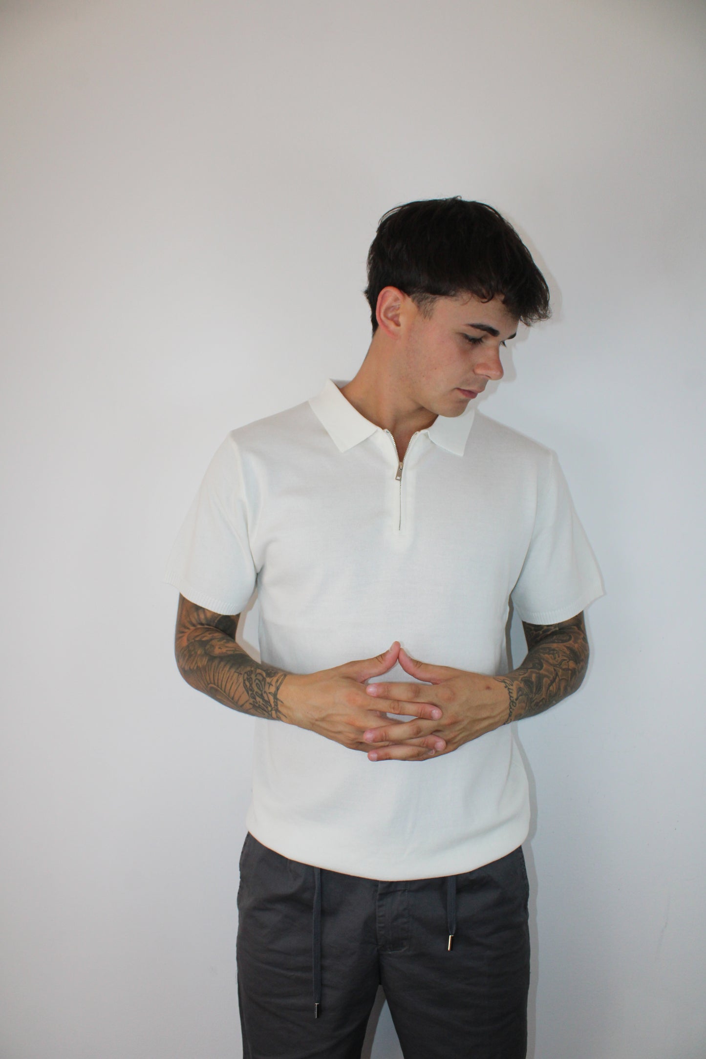 Polo a maniche corte con zip