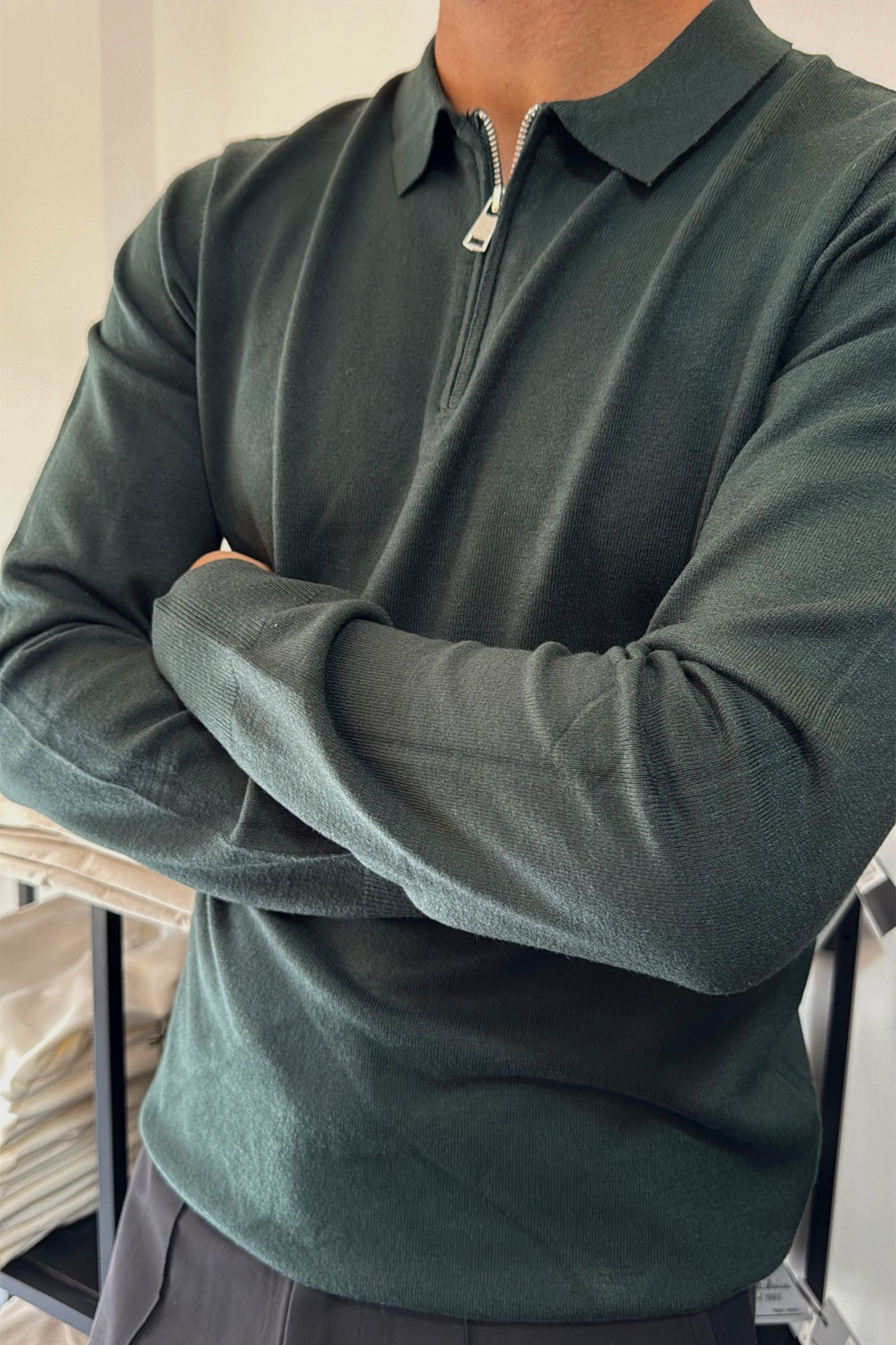 Polo a manica lunga con zip