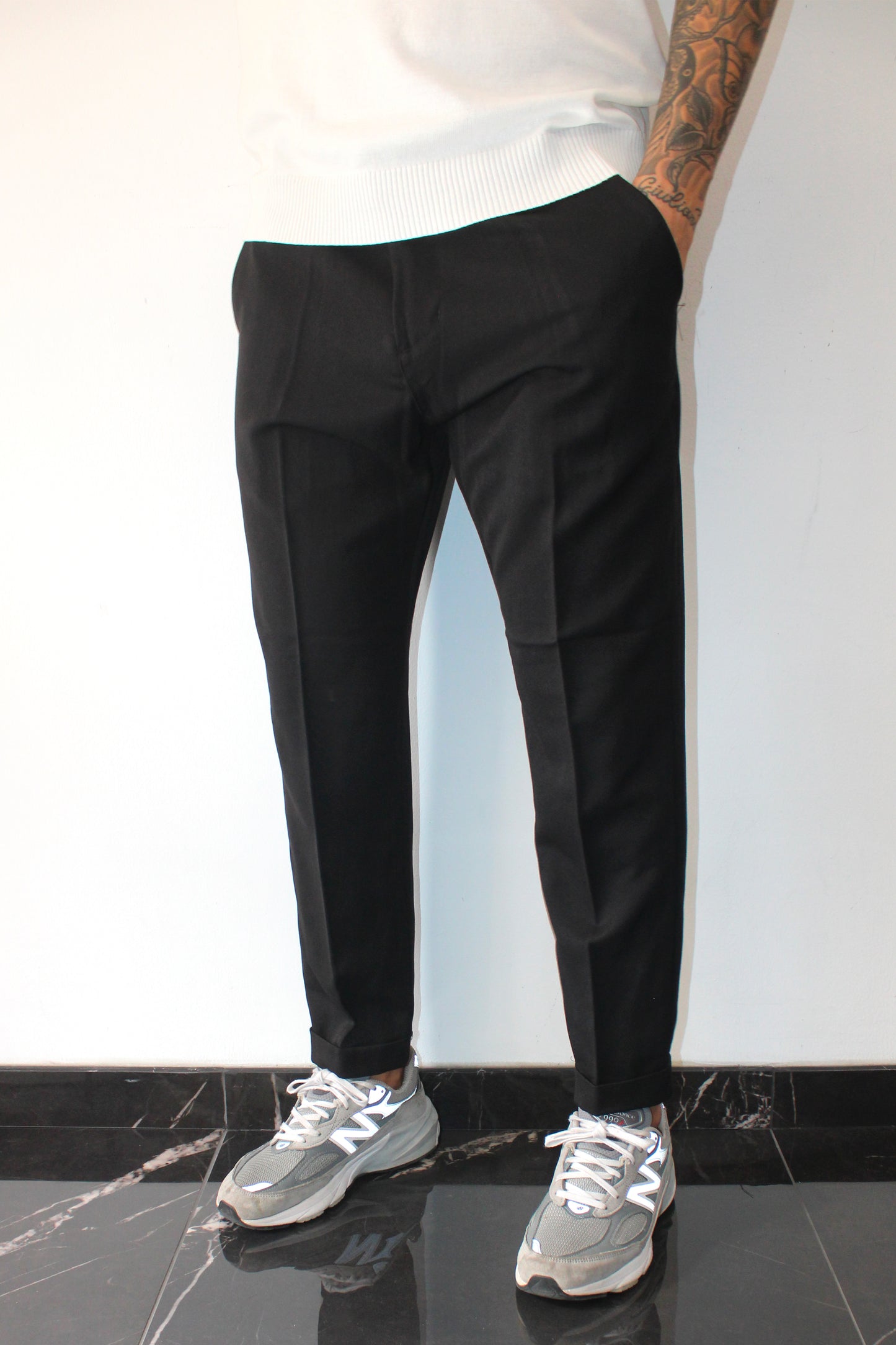 Pantalone sartoriale con risvolto cucito - Regular fit