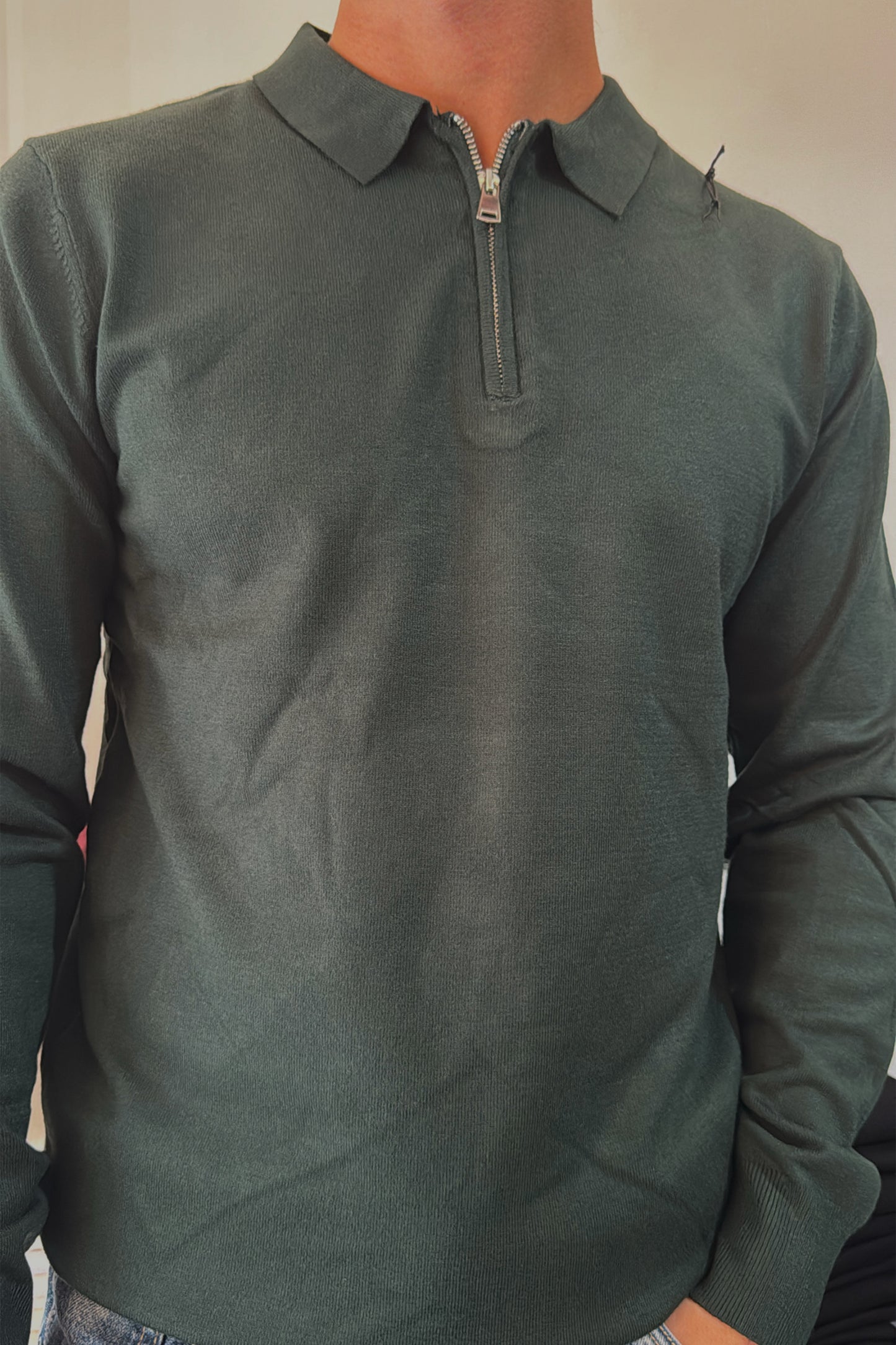 Polo a manica lunga con zip