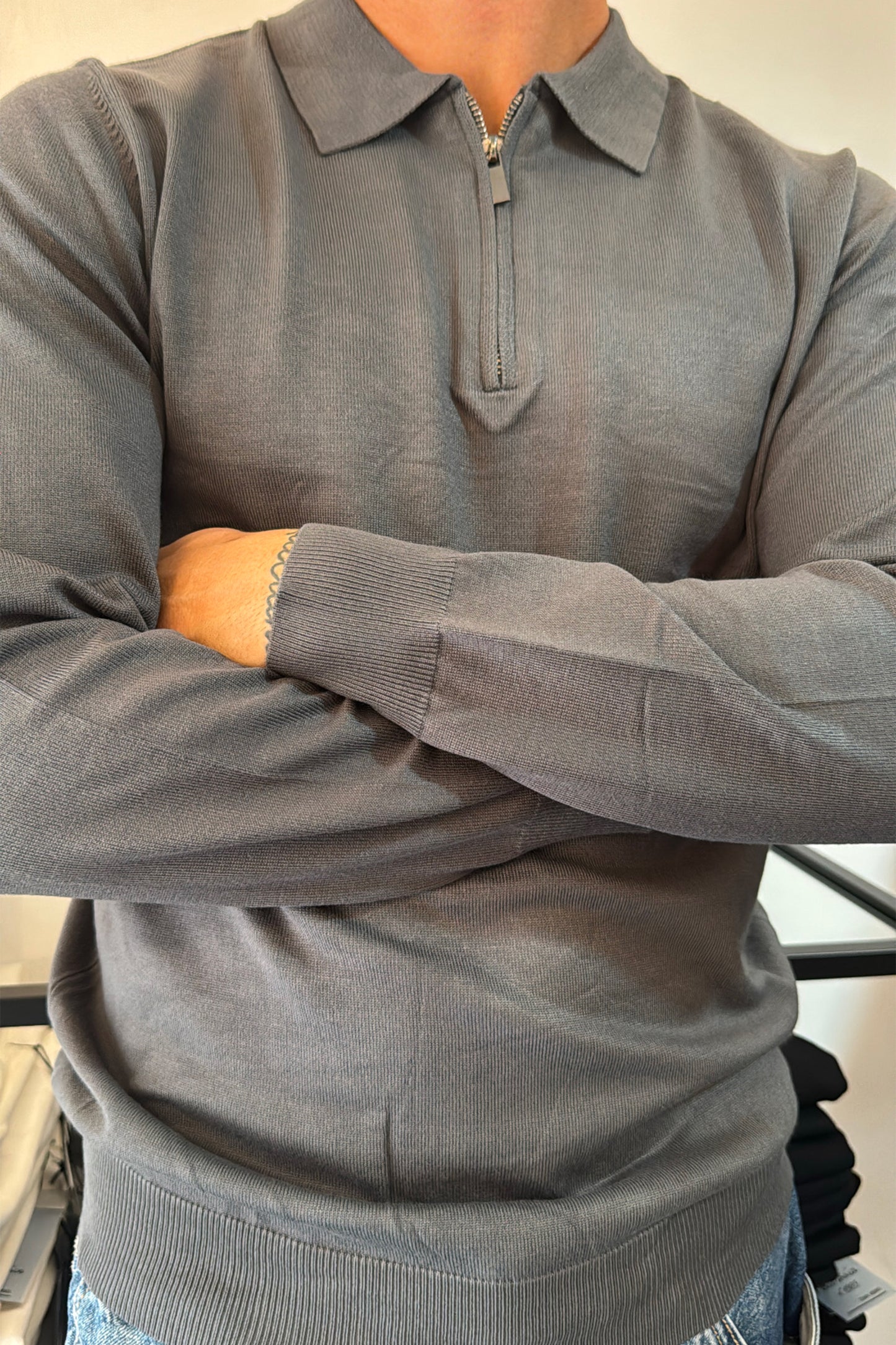 Polo a manica lunga con zip