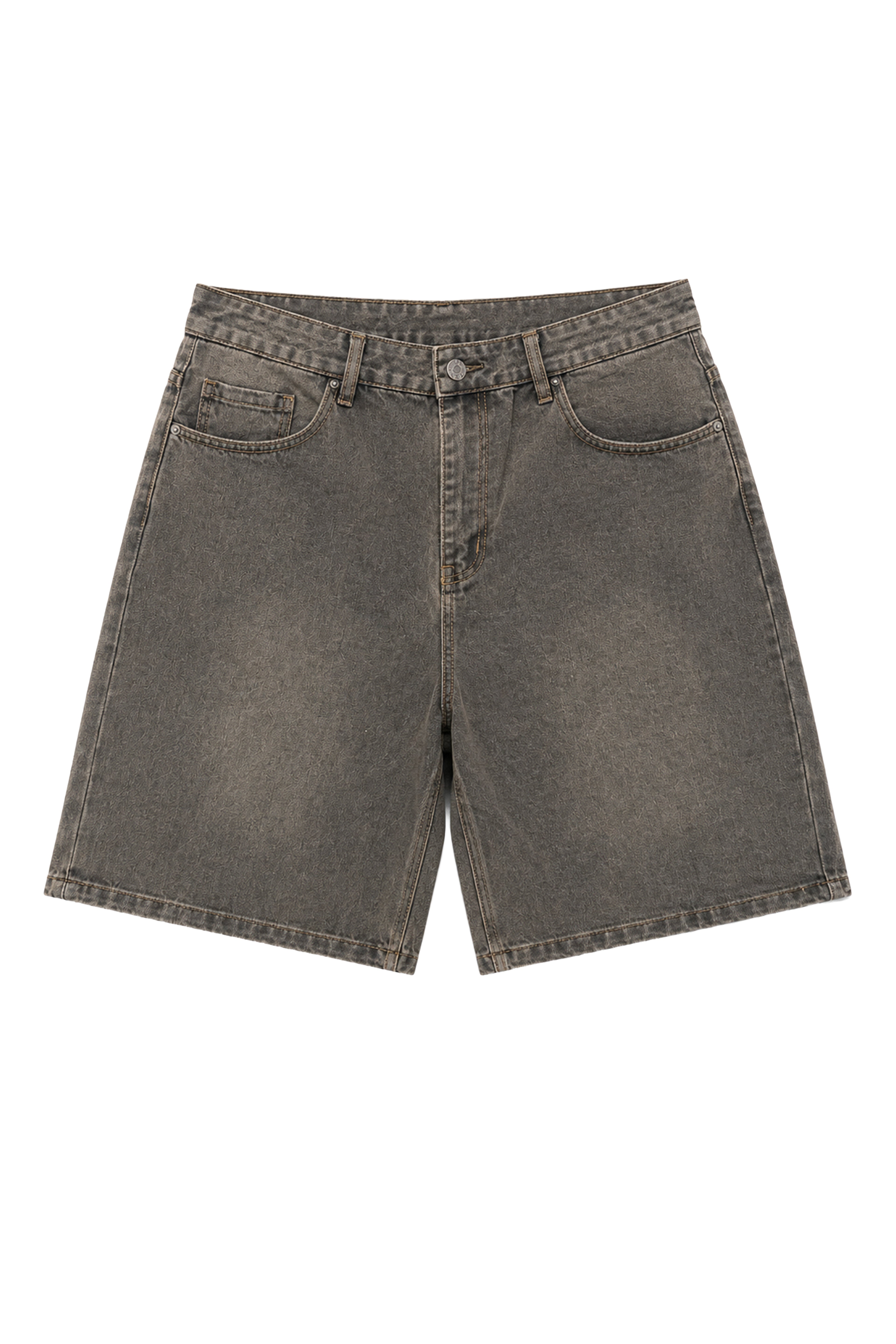 Bermuda jeans loose fit slavato marrone