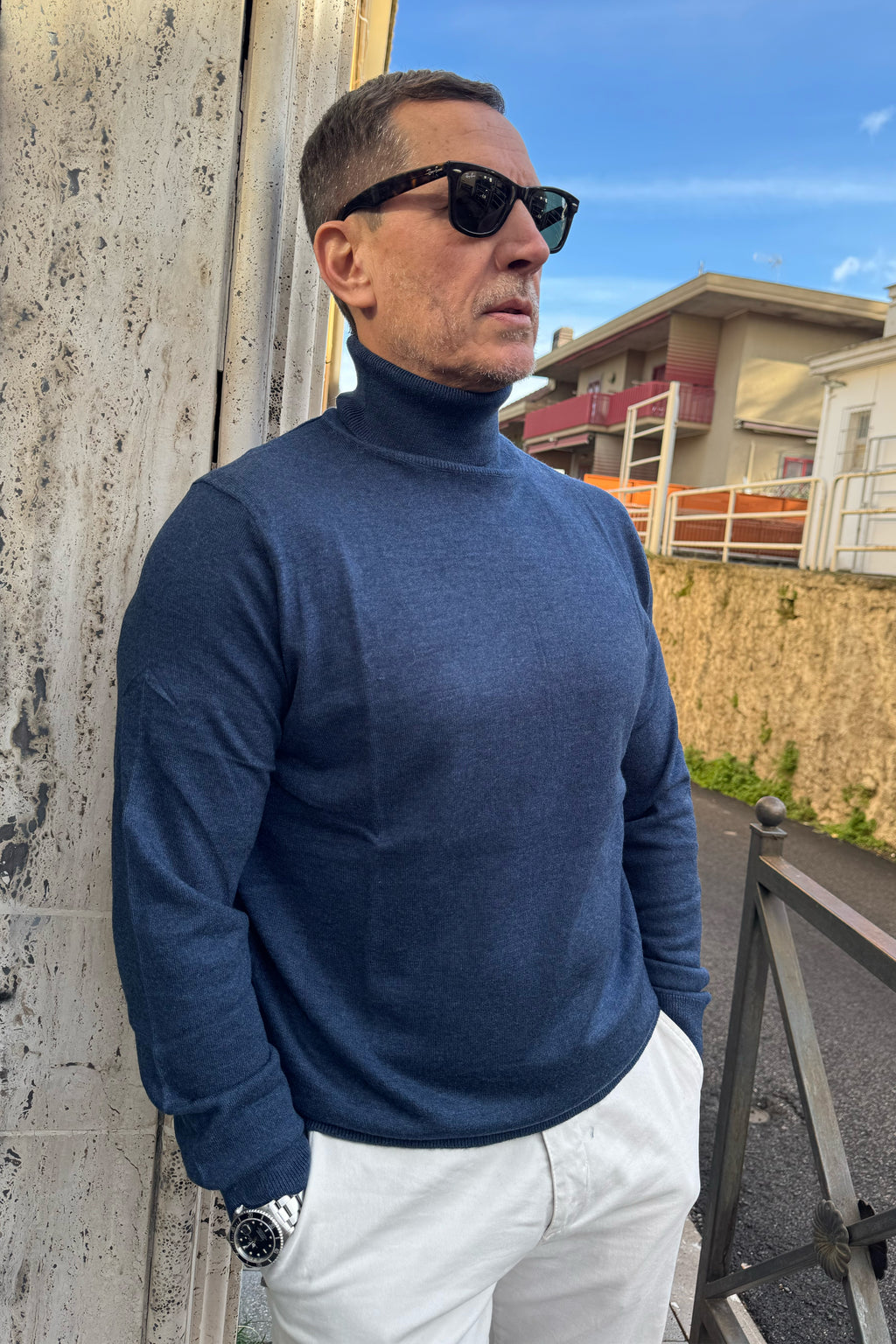 Maglione a collo alto - 20% lana