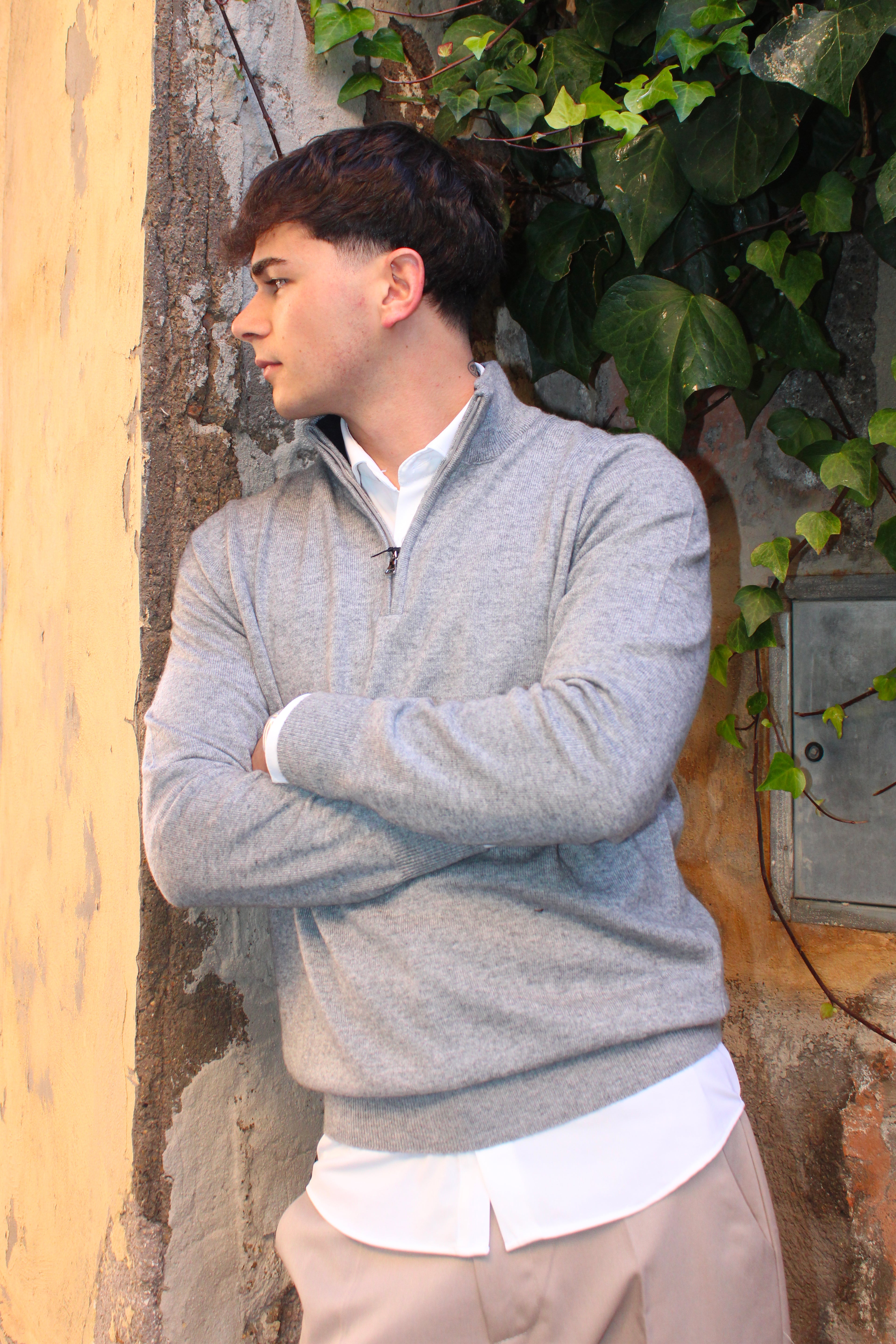 Maglioncino a collo alto mezza zip - Cashmere 10%