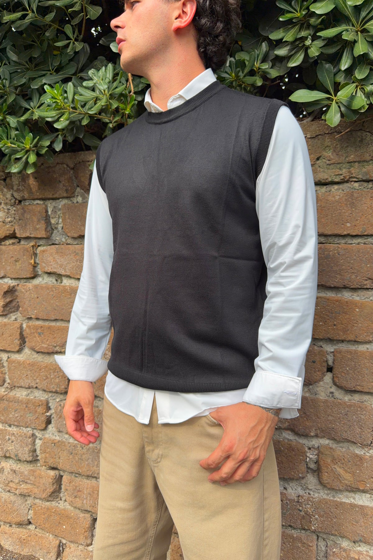 Smanicato girocollo - 55% viscosa