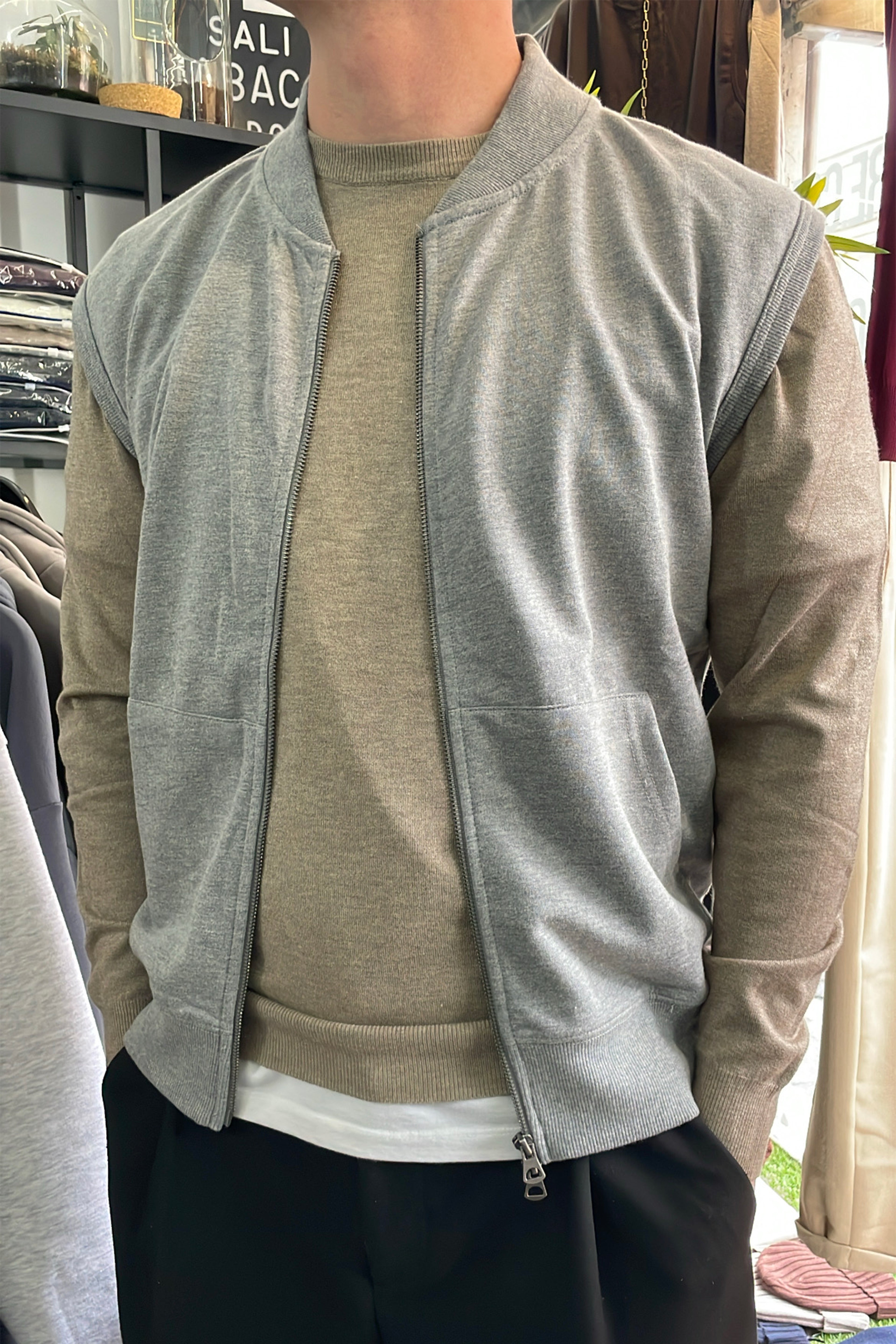 Gilet zip intera con tasche