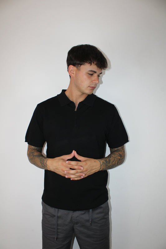 Polo a maniche corte con zip