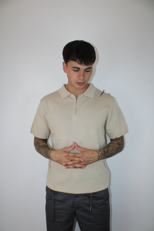 Polo a maniche corte con zip