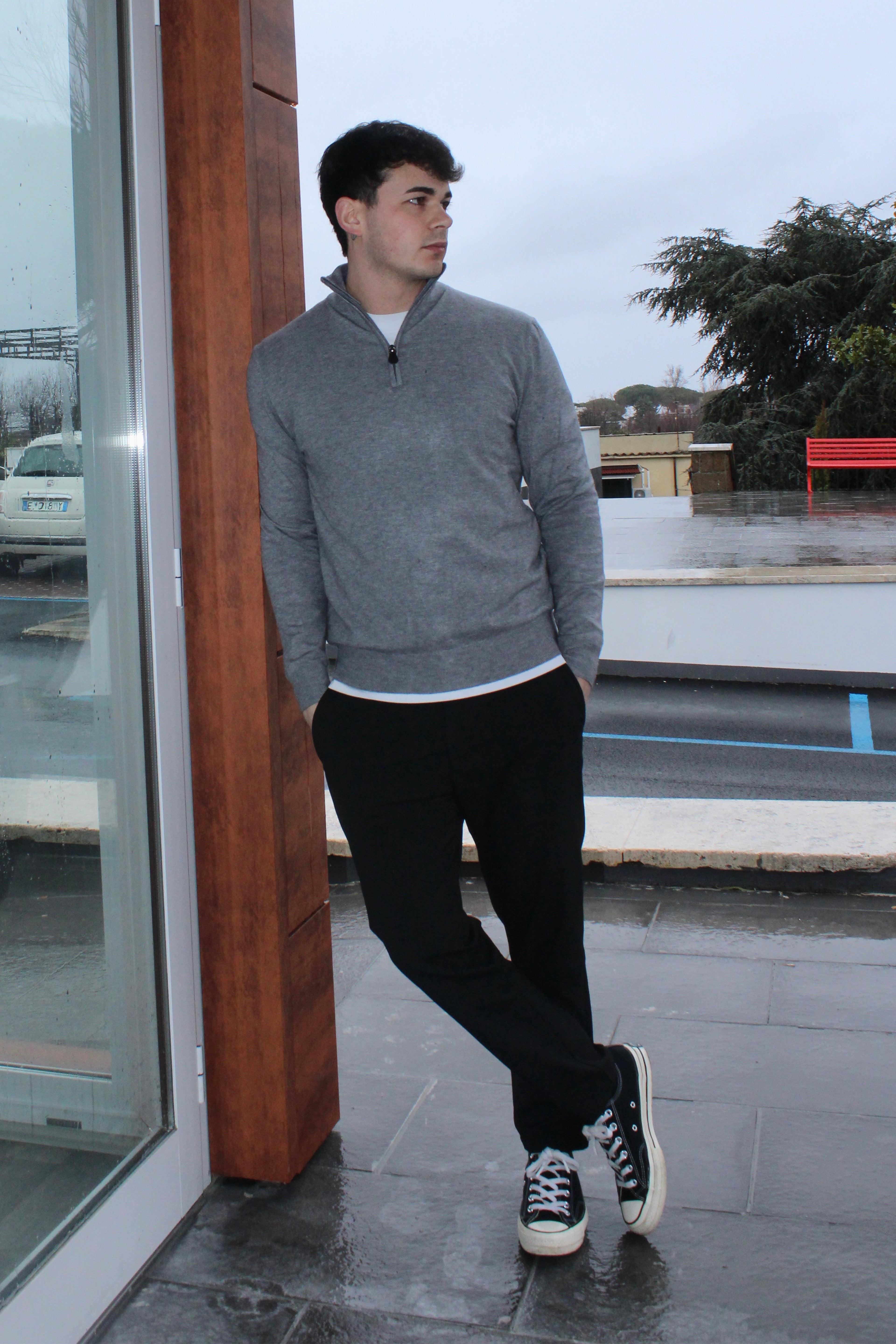 Maglioncino a collo alto mezza zip