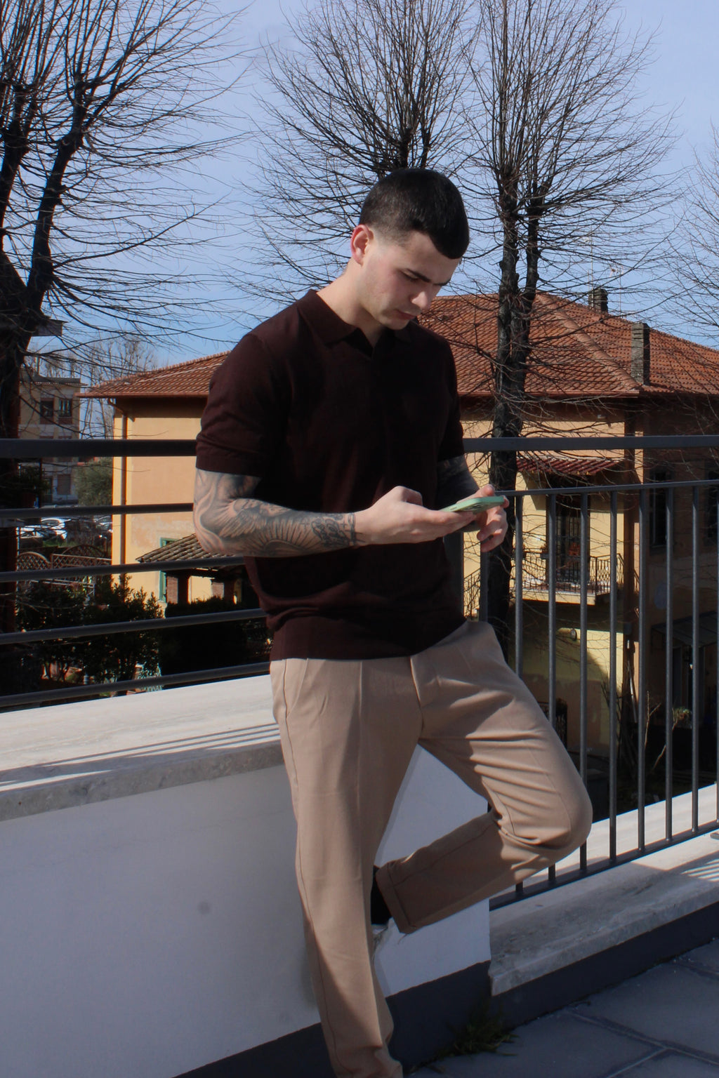 Polo strutturata a maniche corte - 15% seta