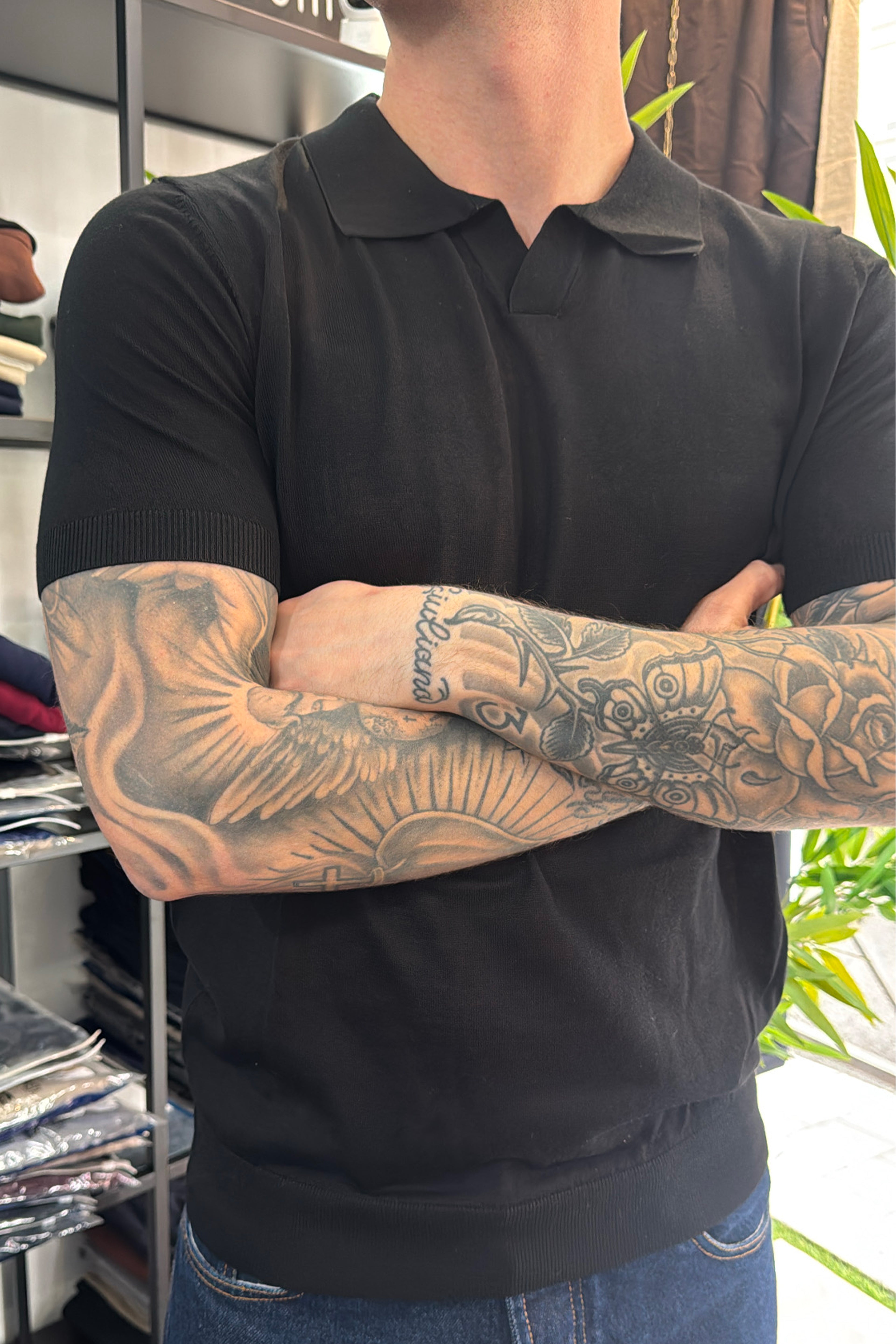 Polo strutturata a maniche corte - 15% seta