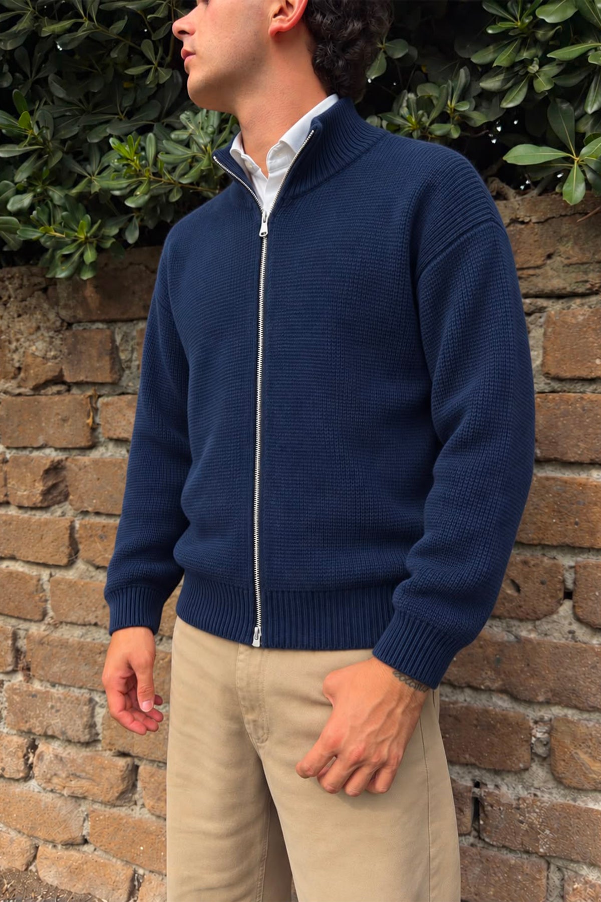 Maglione con zip intera regular fit