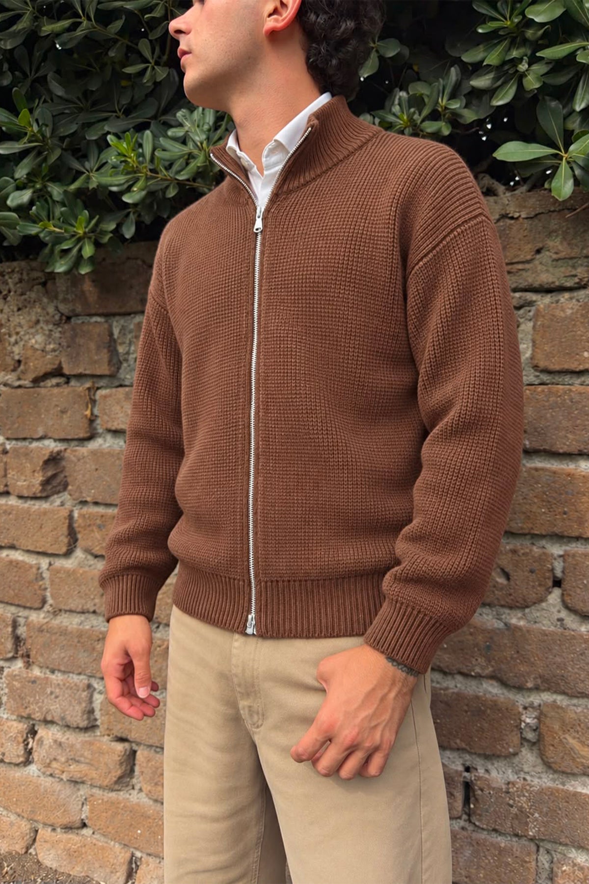 Maglione con zip intera regular fit