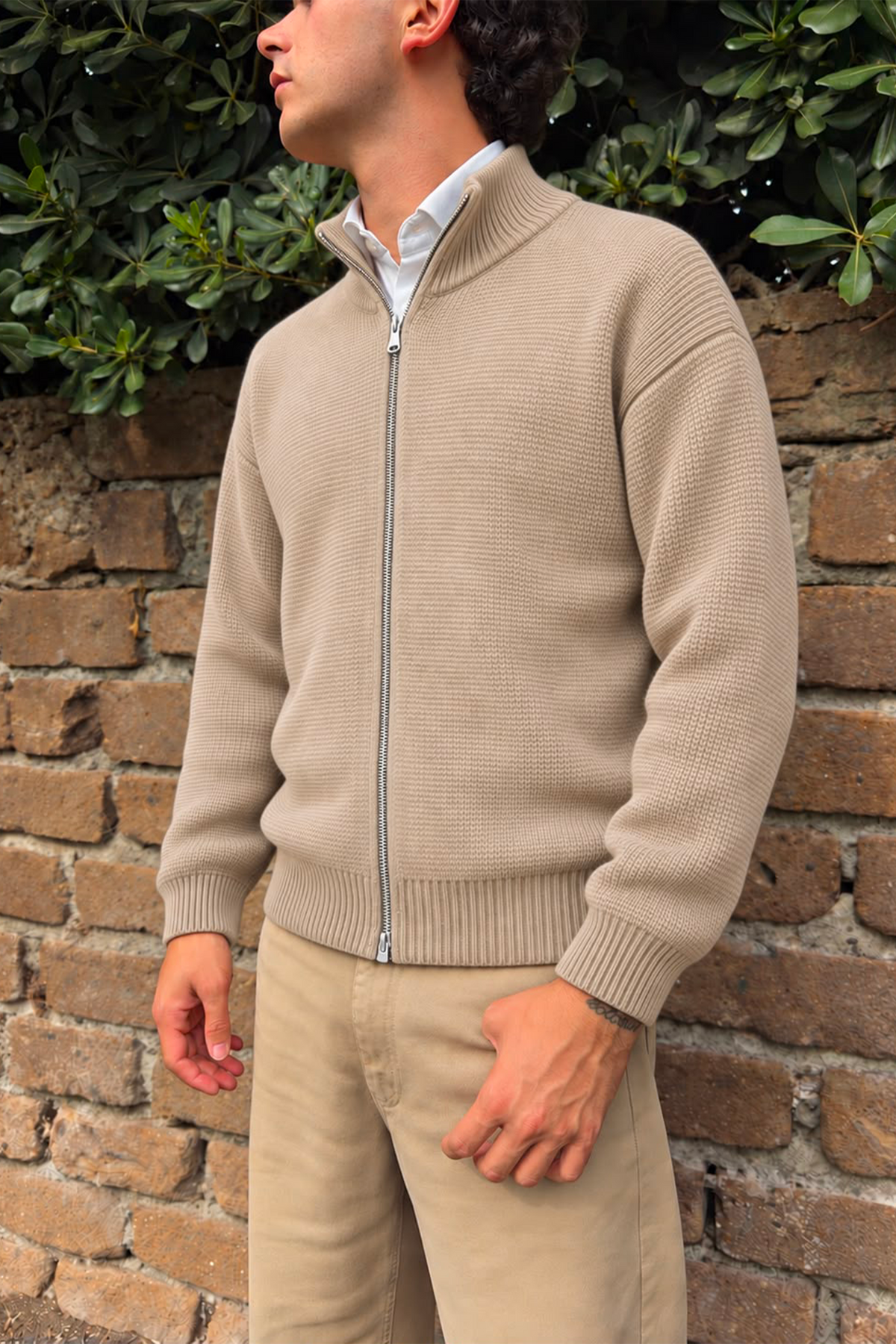 Maglione con zip intera regular fit