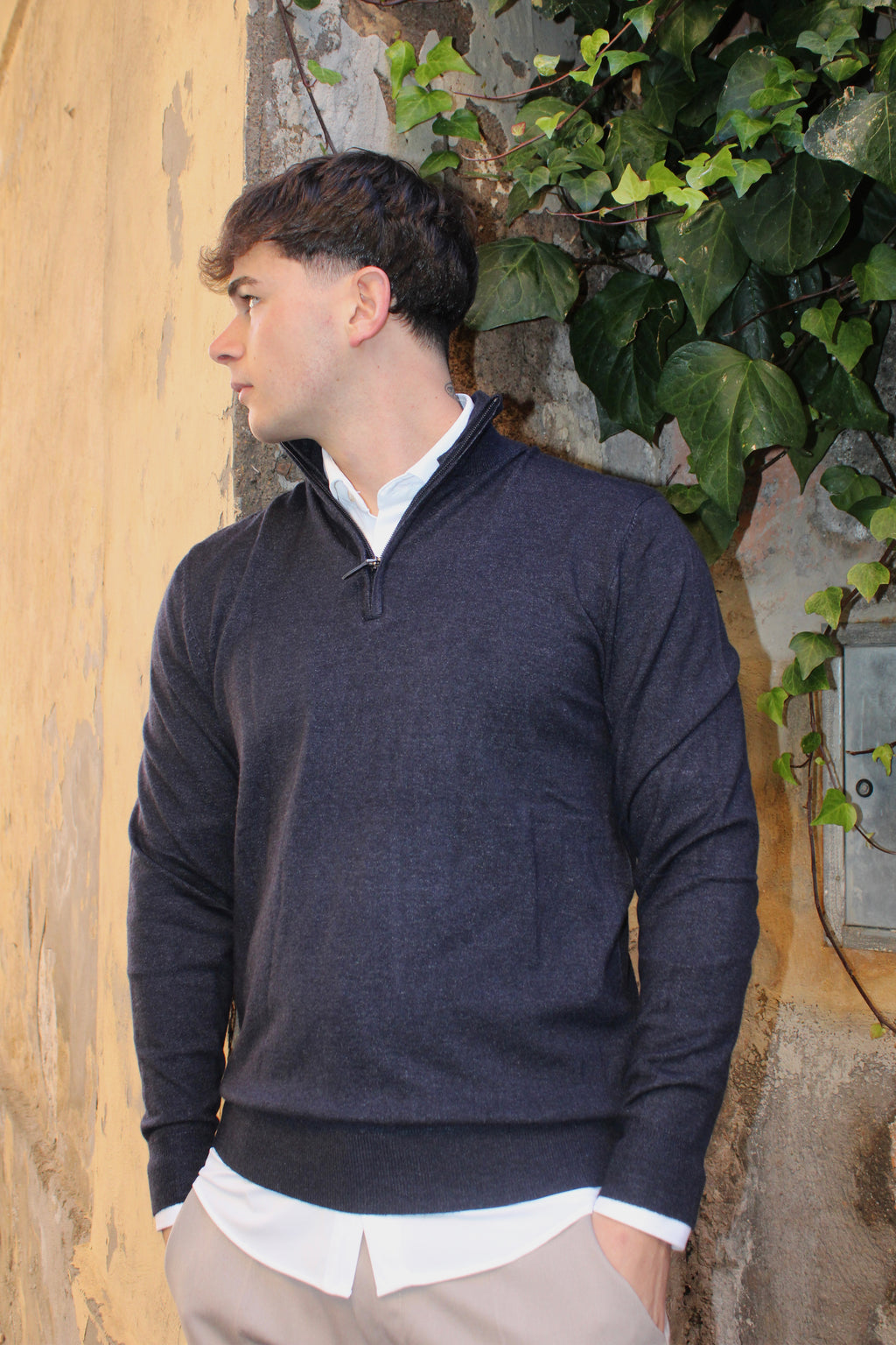 Maglioncino a collo alto mezza zip