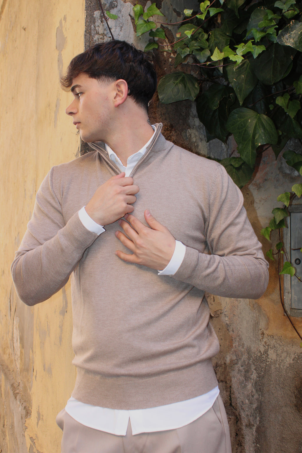 Maglioncino a collo alto mezza zip