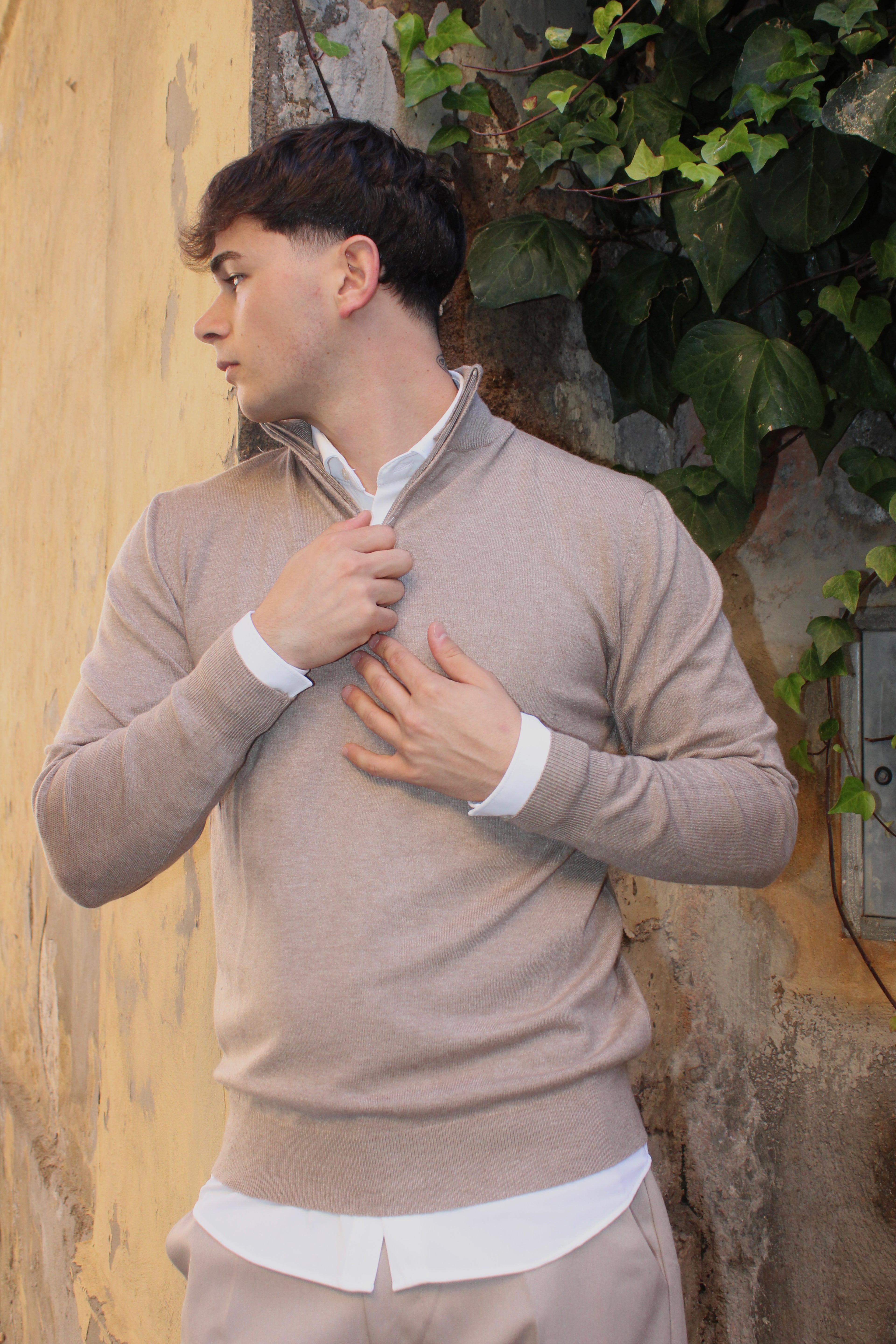 Maglioncino a collo alto mezza zip