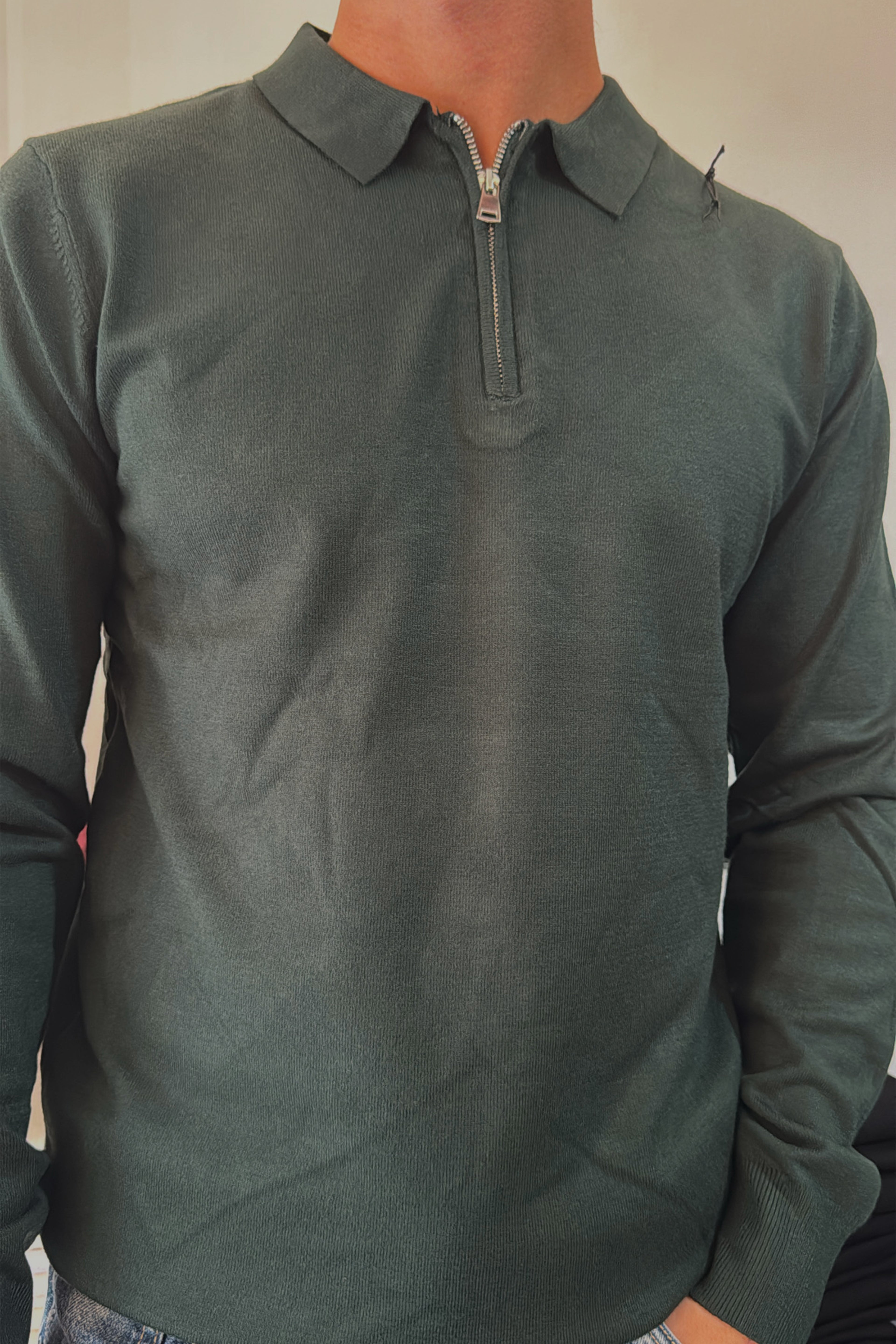 Polo a manica lunga con zip