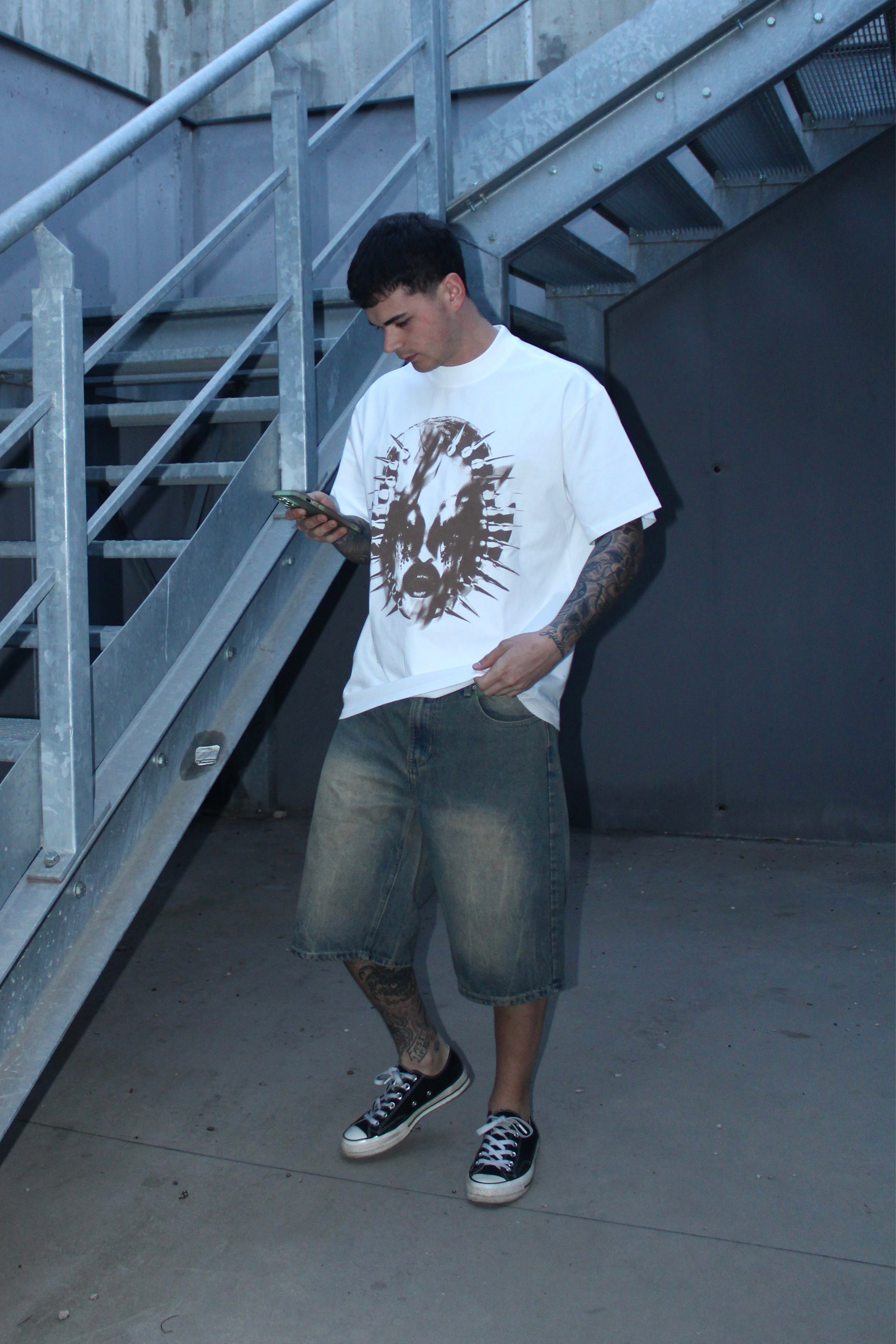 Bermuda slavato jorts fit