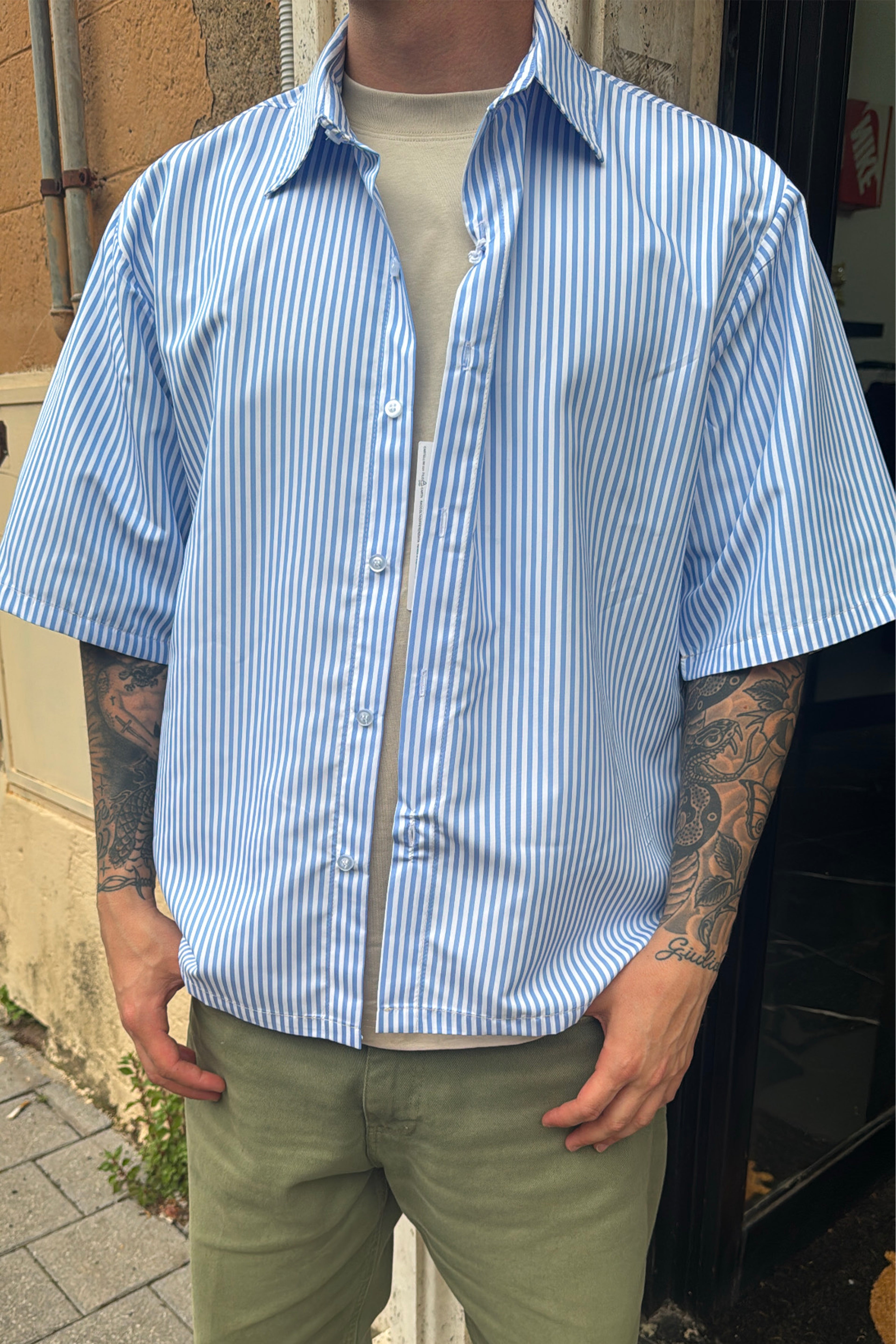 Camicia a righe cropped