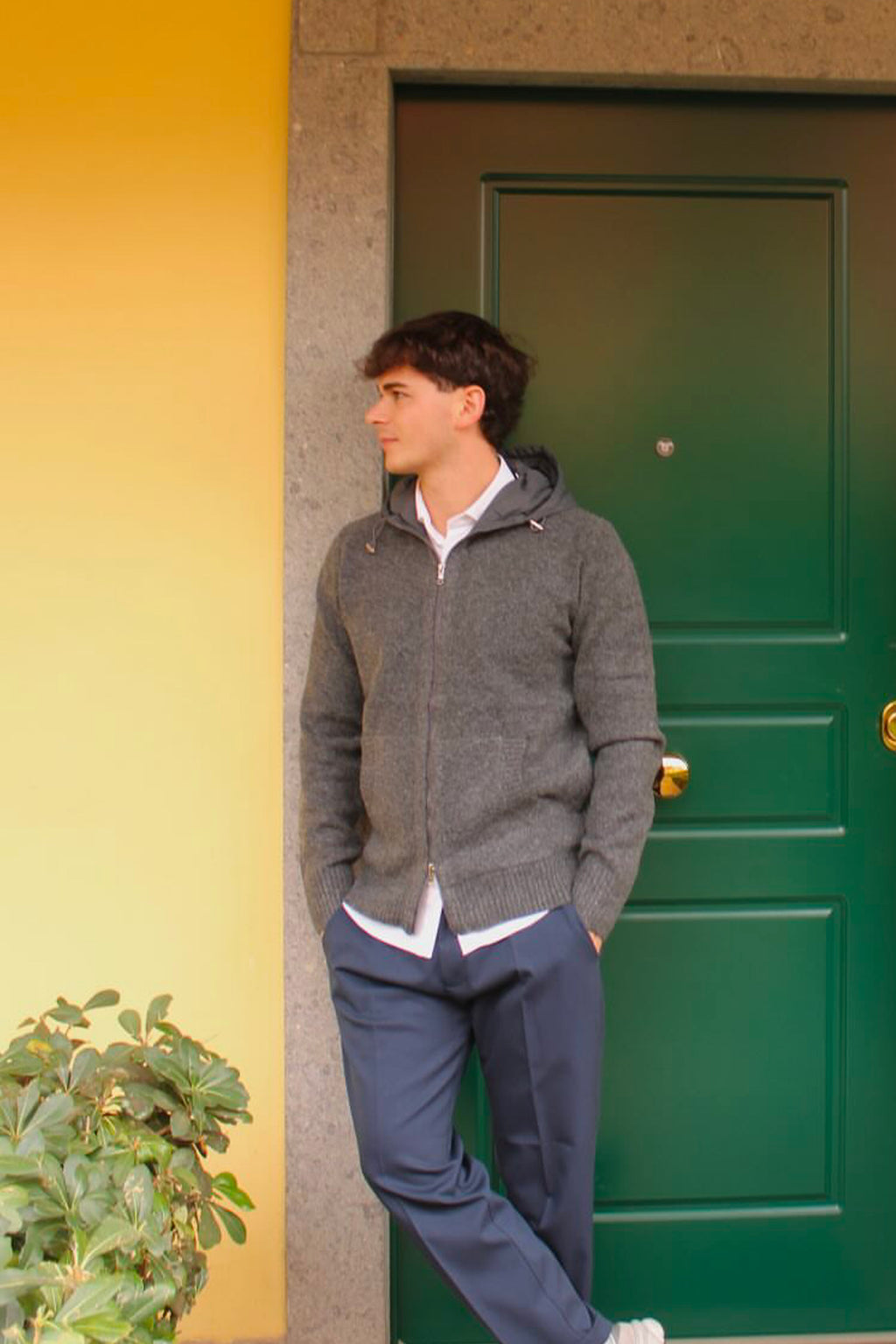 Giacca in maglia con cappuccio