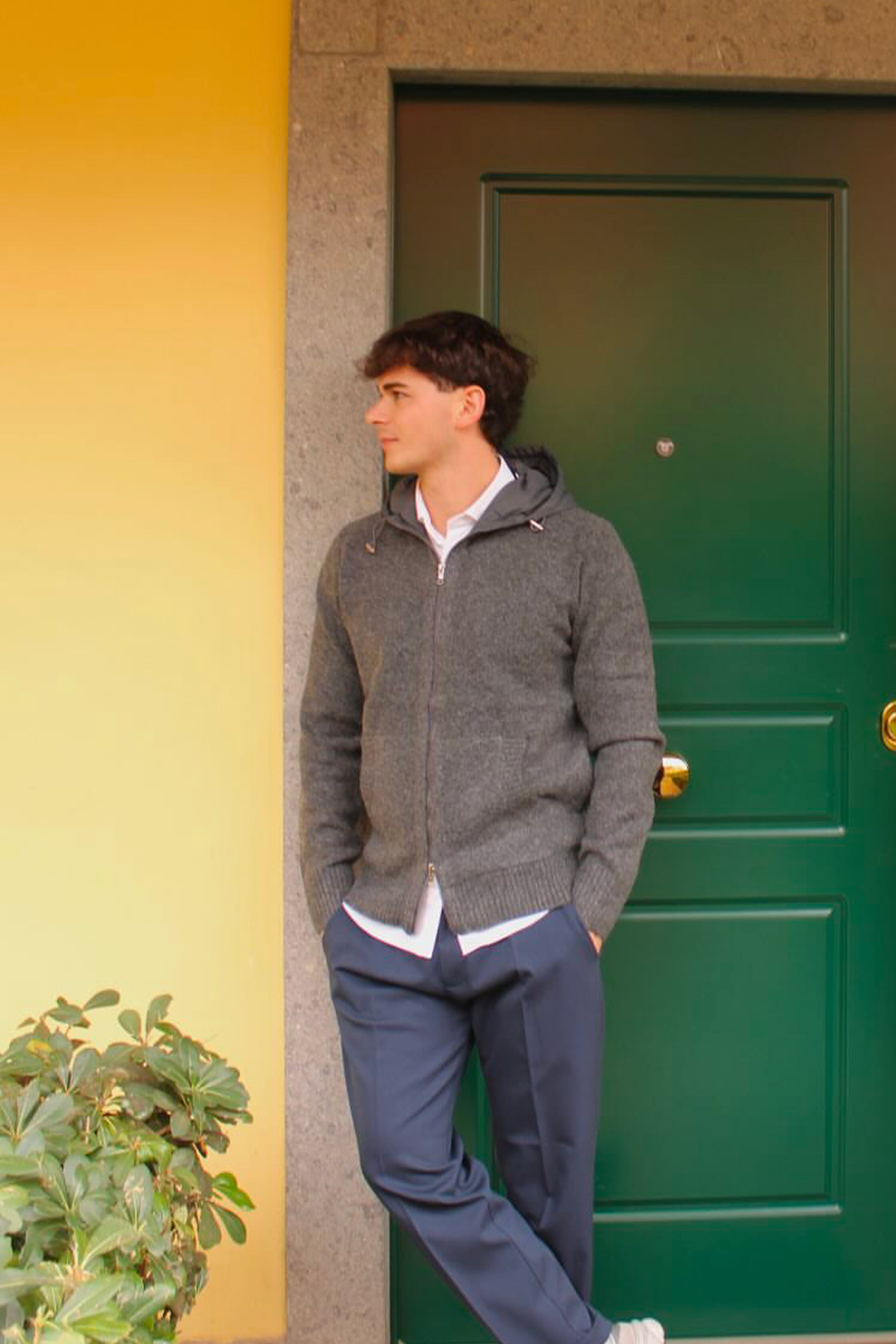 Giacca in maglia con cappuccio