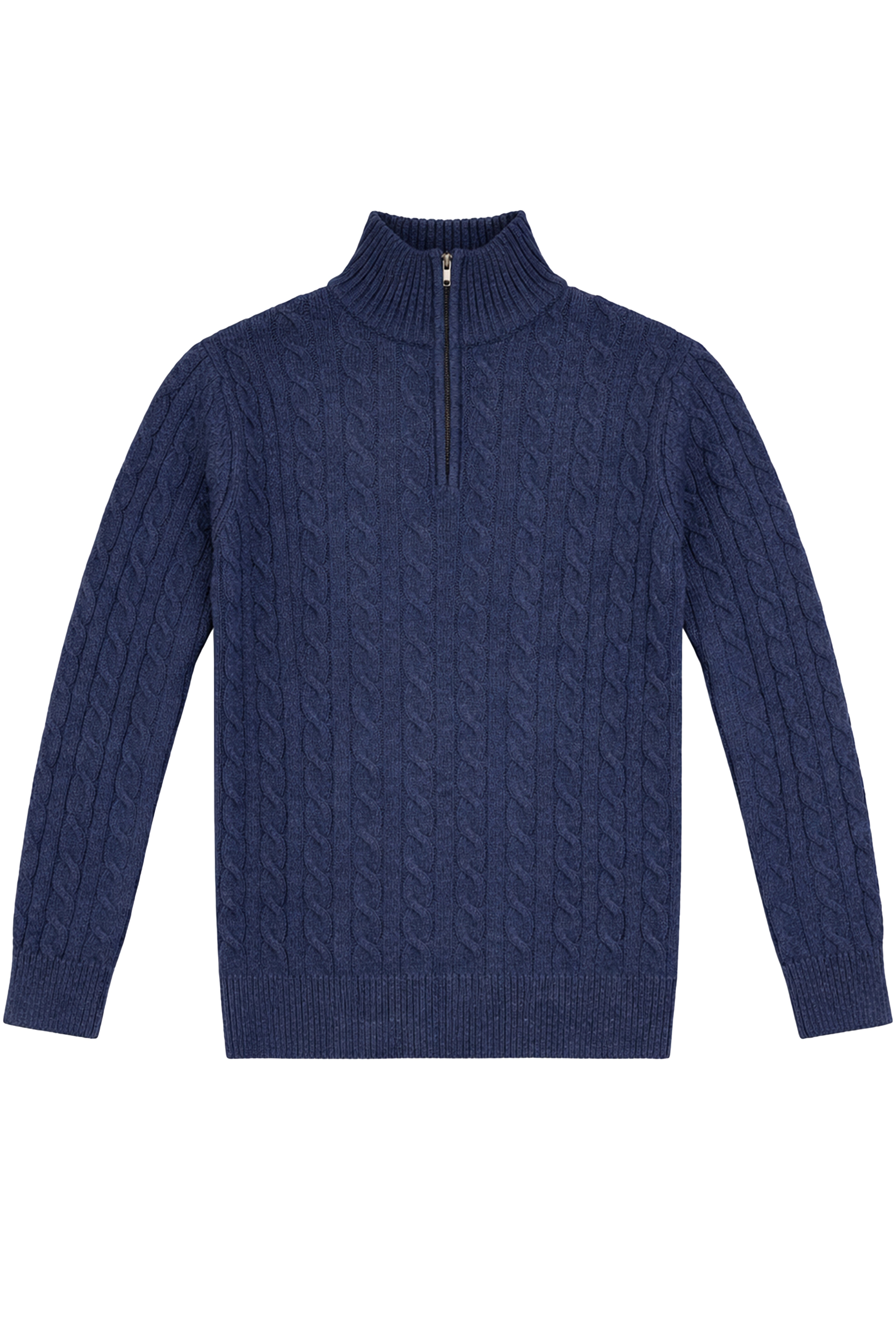 Maglione mezza zip a coste intrecciate