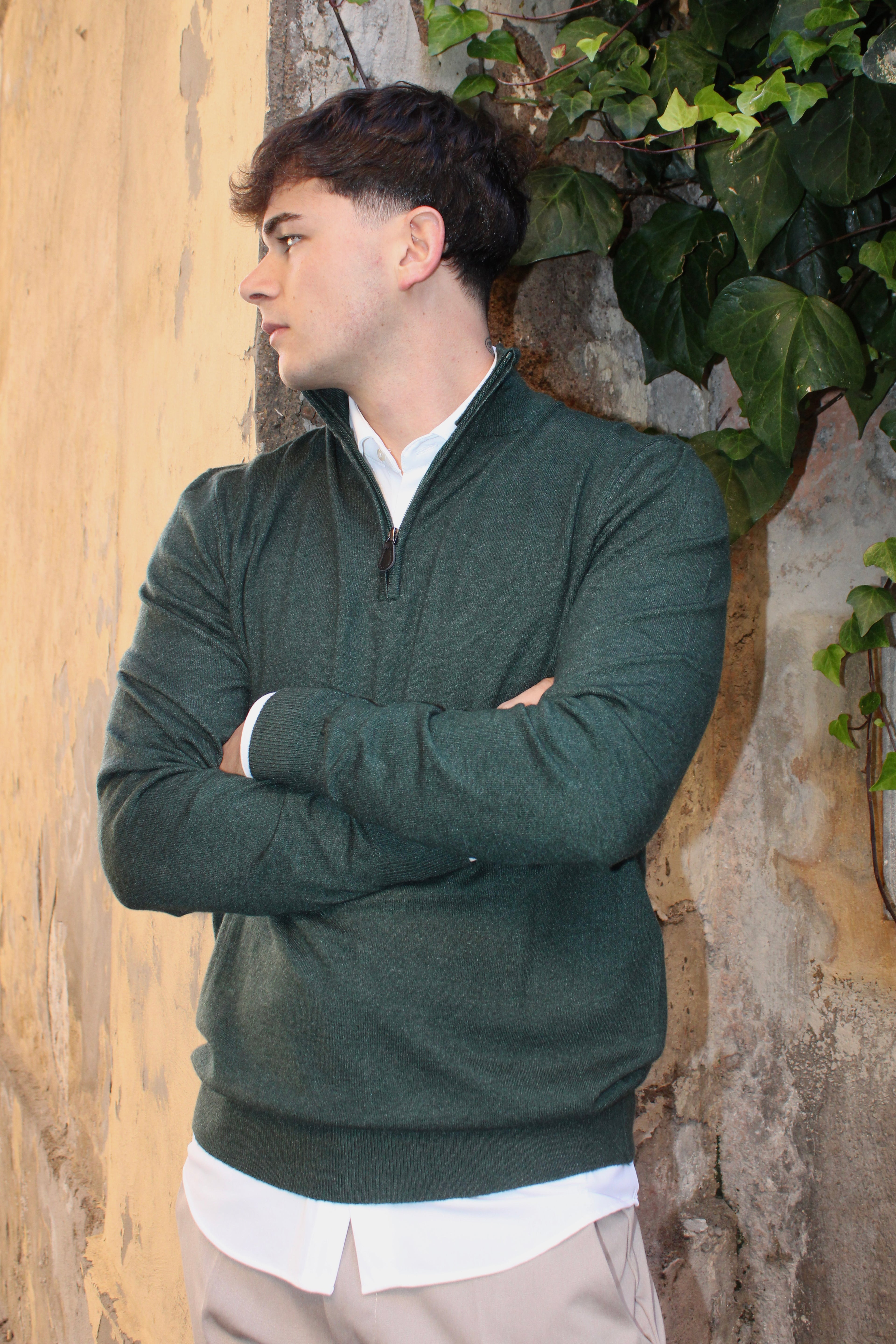 Maglioncino a collo alto mezza zip