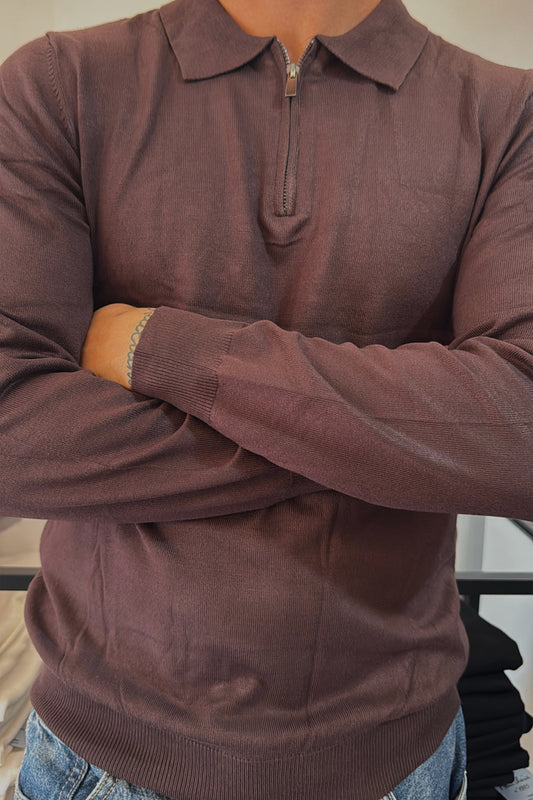 Polo a manica lunga con zip