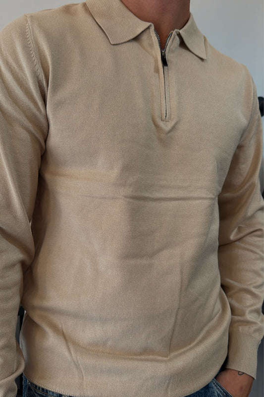Polo a manica lunga con zip