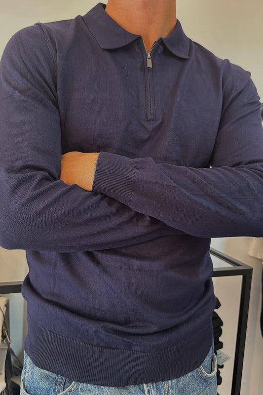 Polo a manica lunga con zip