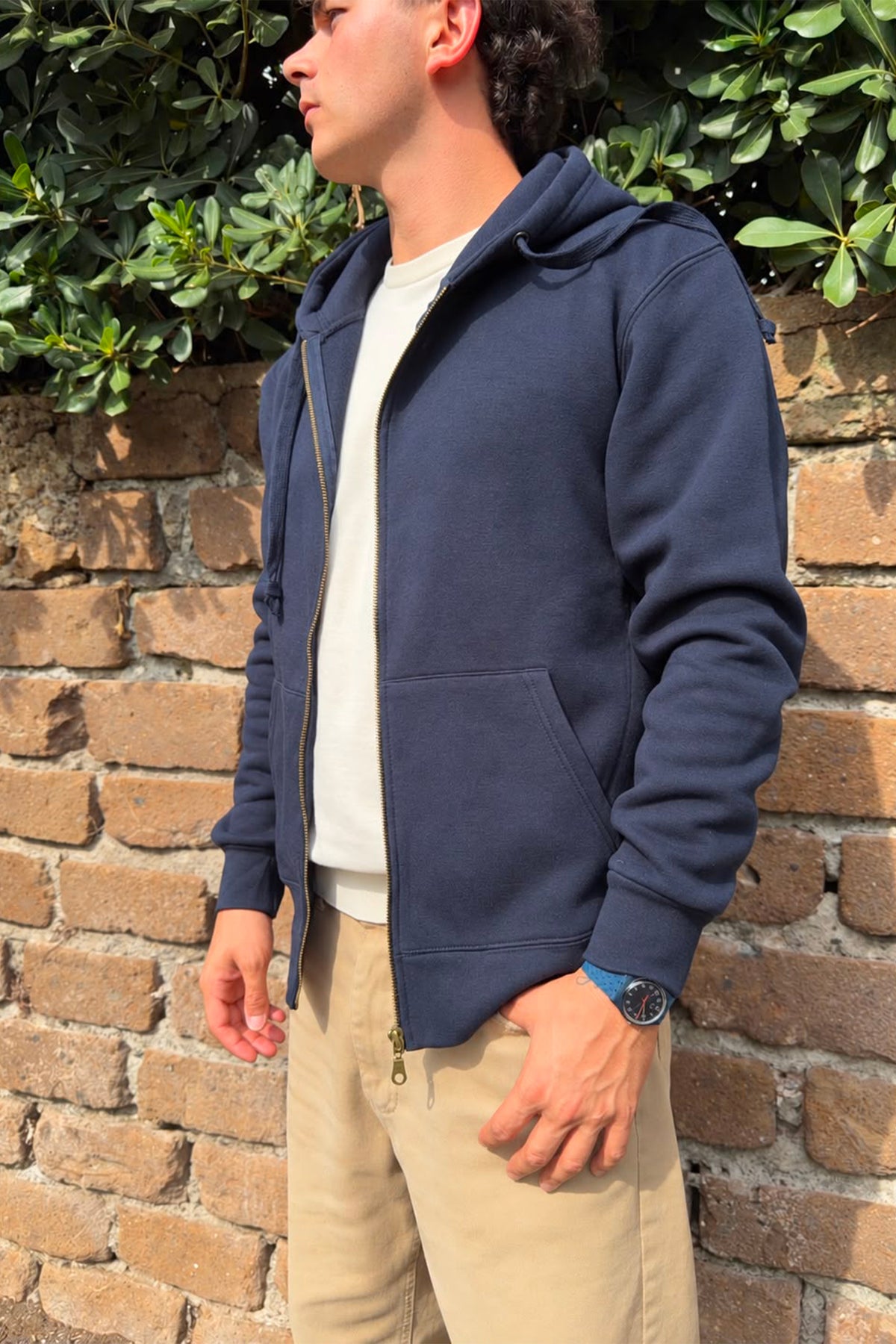 Felpa regular fit con zip - 80% cotone