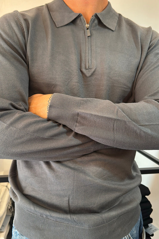 Polo a manica lunga con zip