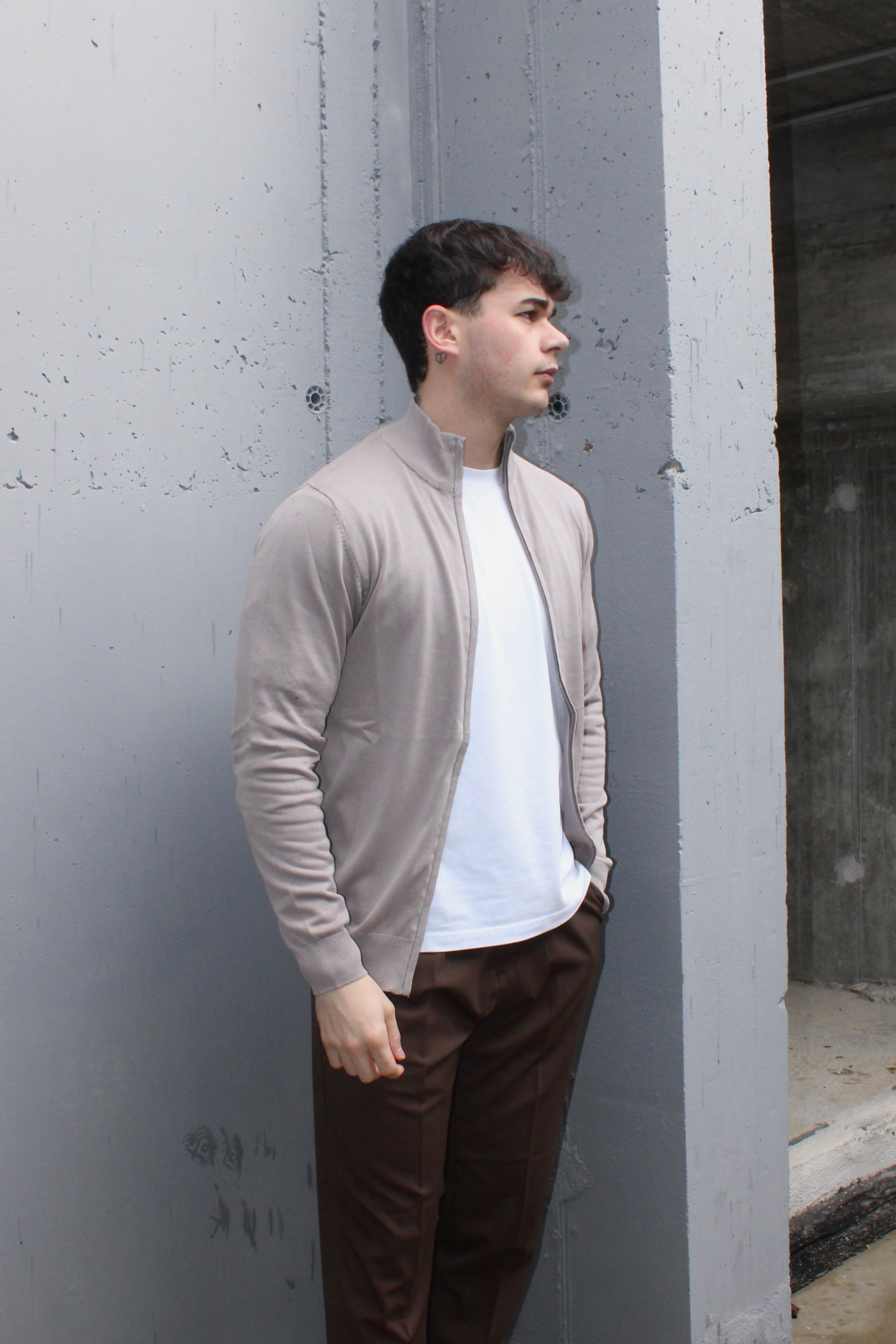 Maglione con zip intera - 100% cotone