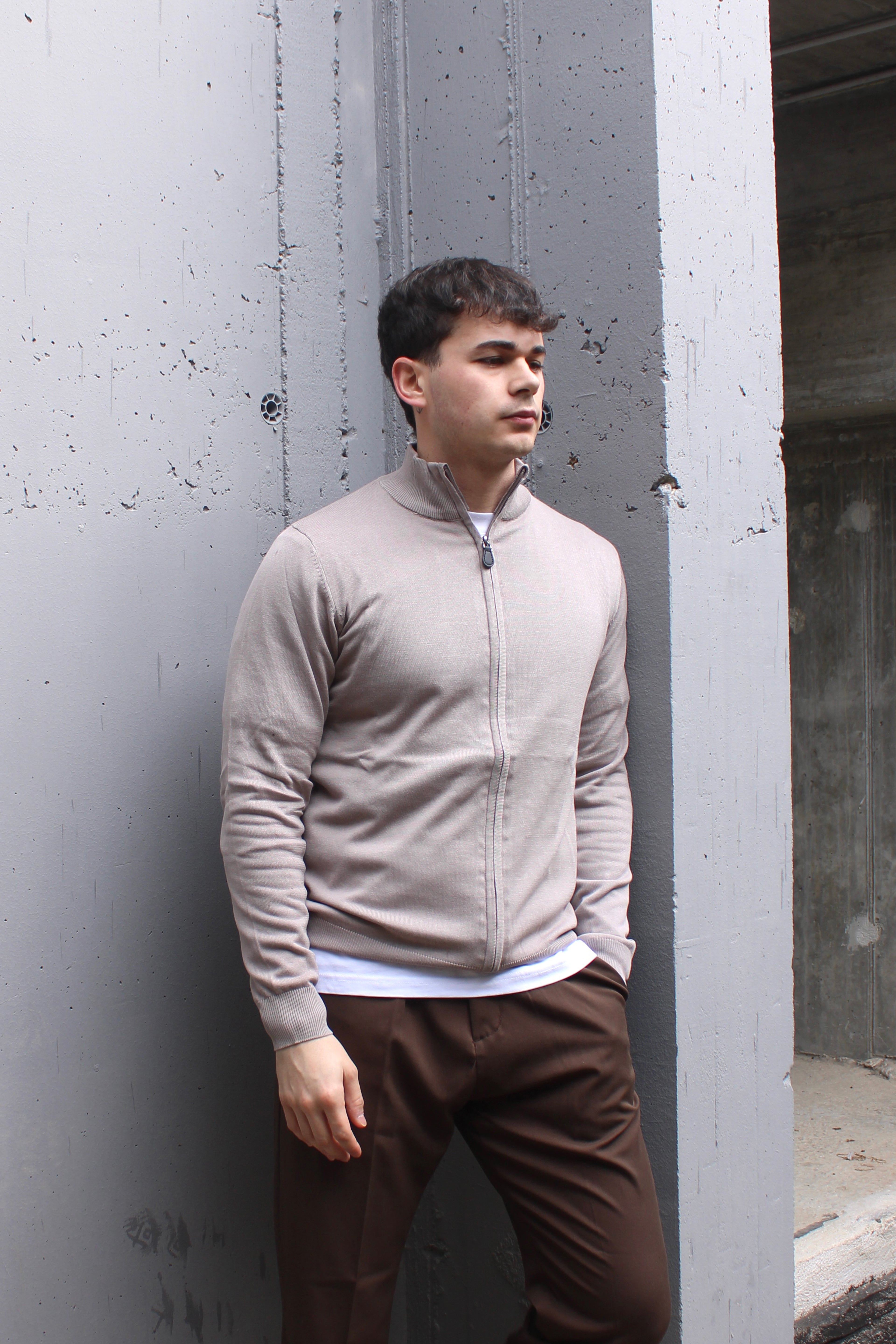 Maglione con zip intera - 100% cotone