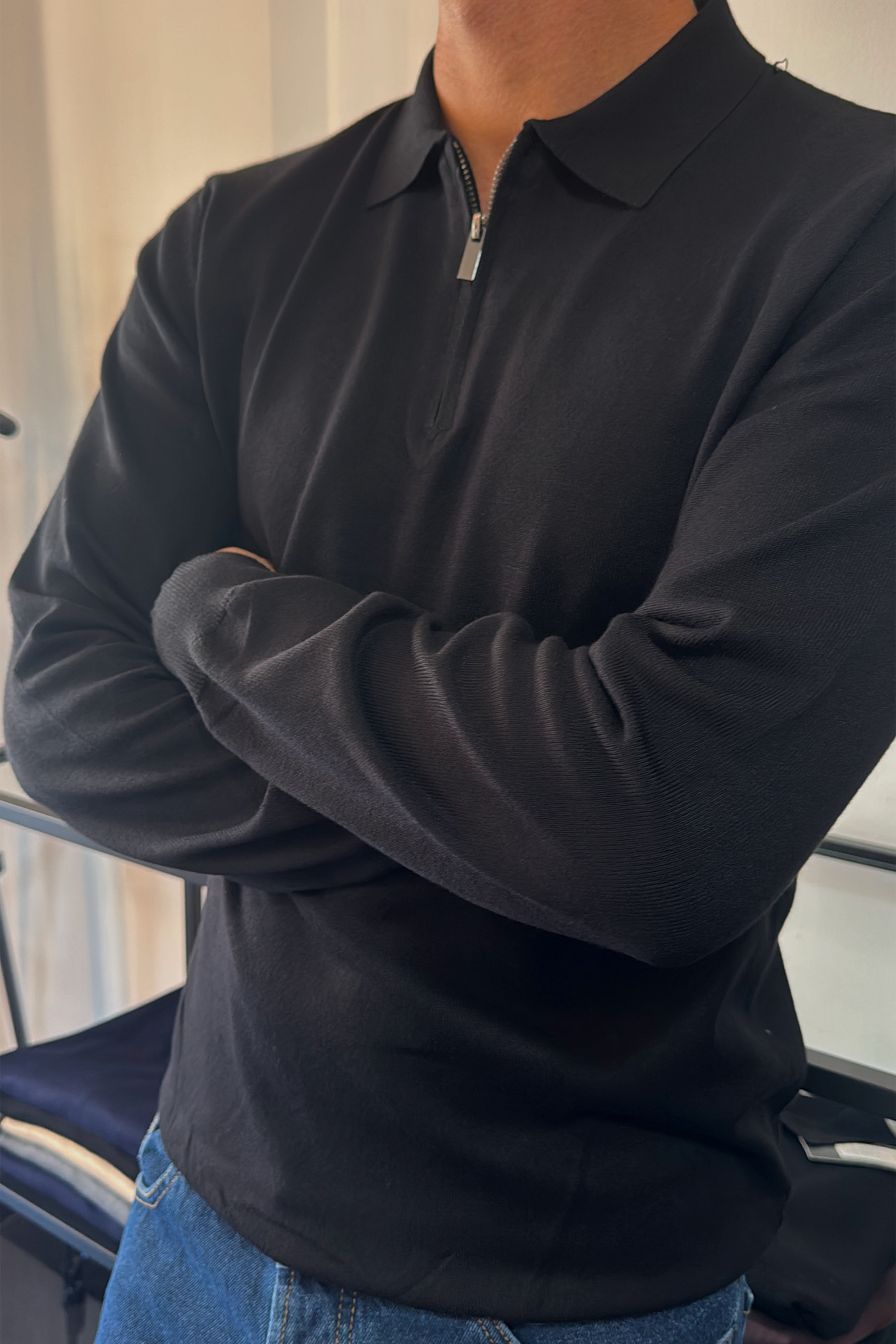Polo a manica lunga con zip